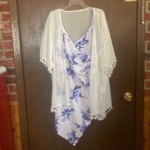 Asymmetrical Rue21 Romper w/ white sheer coverup